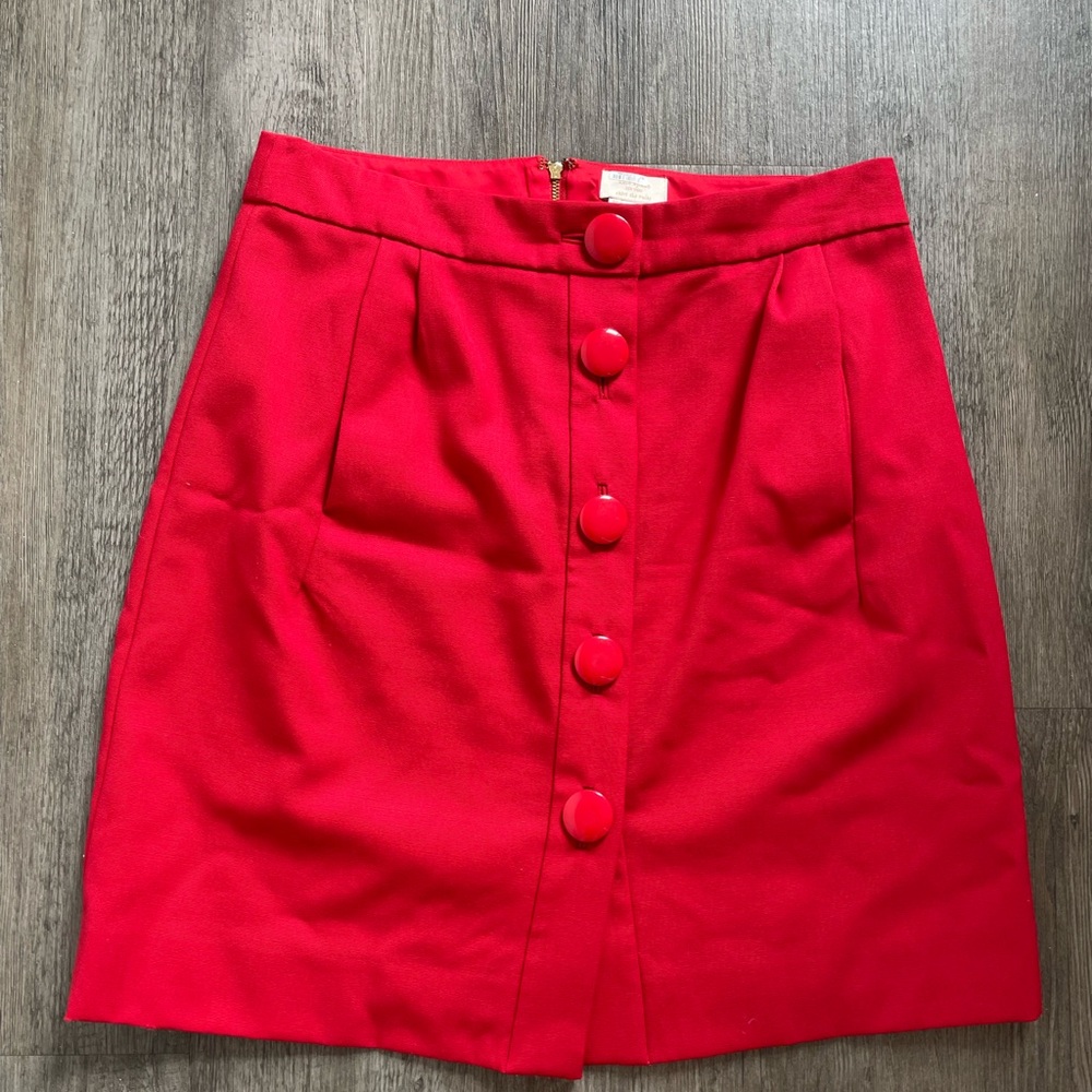 Kate Spade Women’s Size 12 Vibrant Red Mini Button Business Skirt Office Work